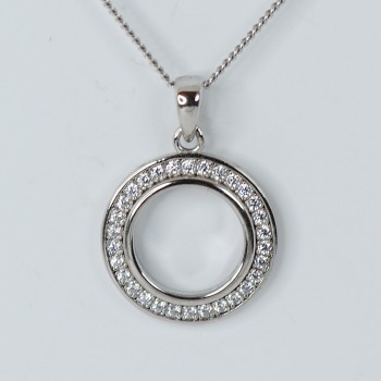 Sterling SIlver/CZ Circle Pendant and Chain